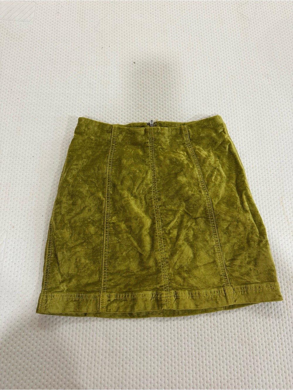 FREE PEOPLE green Velvet Mini Skirt - Women's Stylish A-Line